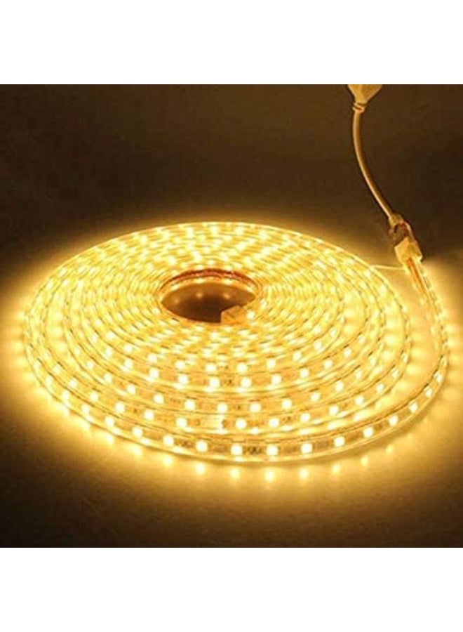شريط إضاءة LED بطول 5 متر لون أبيض دافئ | يعمل مباشرة على 220 فولت مع قابس | مقاوم للماء ومرن | إضاءة ديكورية للاستخدام الداخلي والخارجي - Image 1